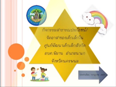 กิจกรรมสาธารณประโยชน์/จิตอาสาของเด็กเล็กใน ศูนย์พัฒนาเด็กเล็กสังกัด อบต.พิมาน อำเภอนาแก จังหวัดนครพนม ประจำเดือนกรกฎาคม 2567